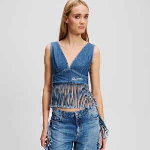 FRINGED DENIM TOP