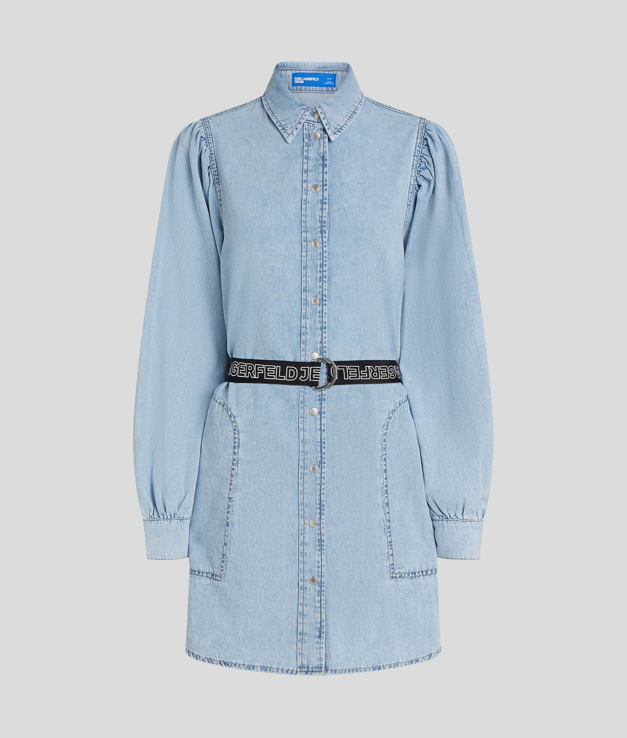 PUFF-SLEEVED DENIM SHIRT DRESS - Image 5