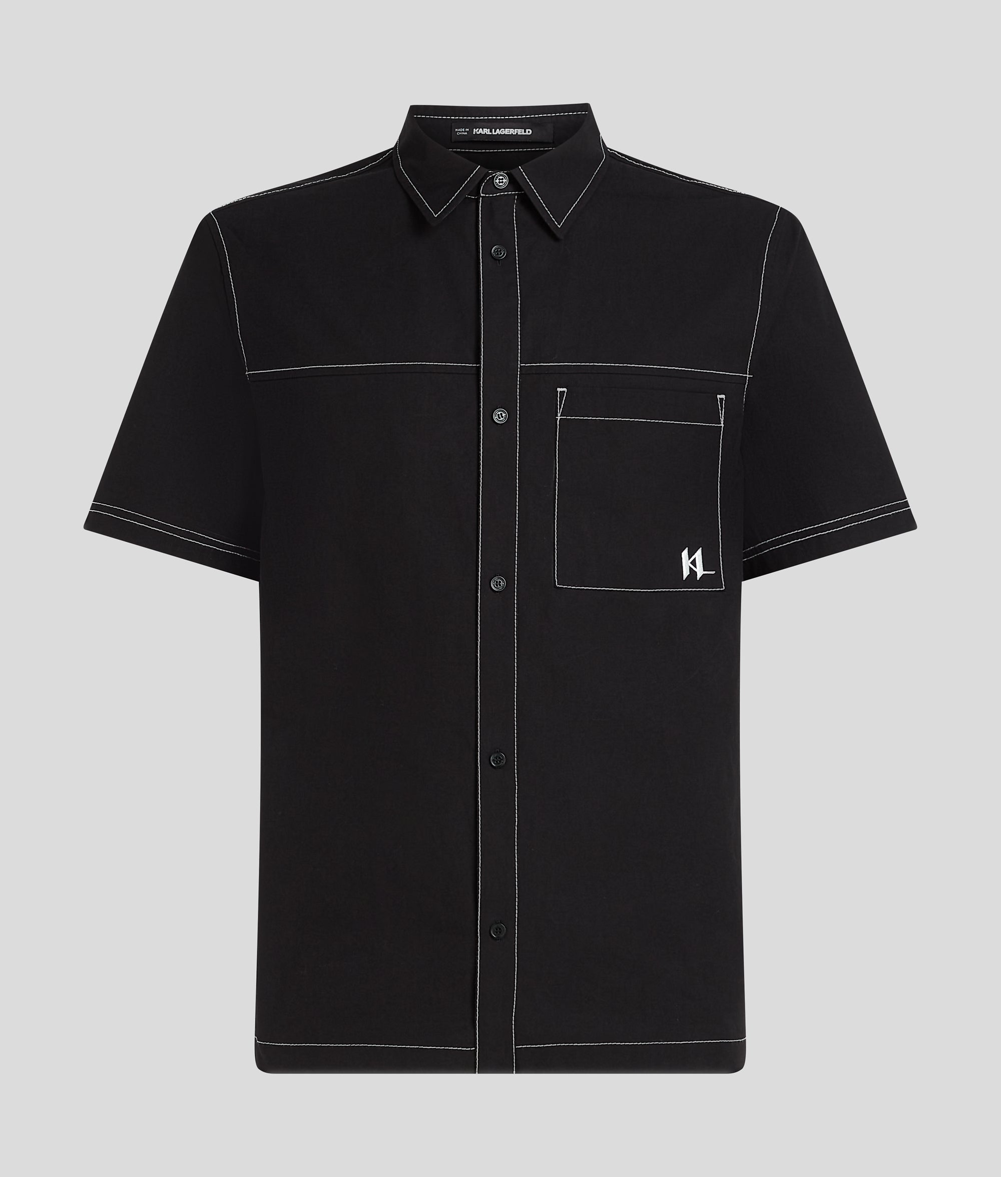 SHORT-SLEEVED CONTRAST STITCH SHIRT - Image 5