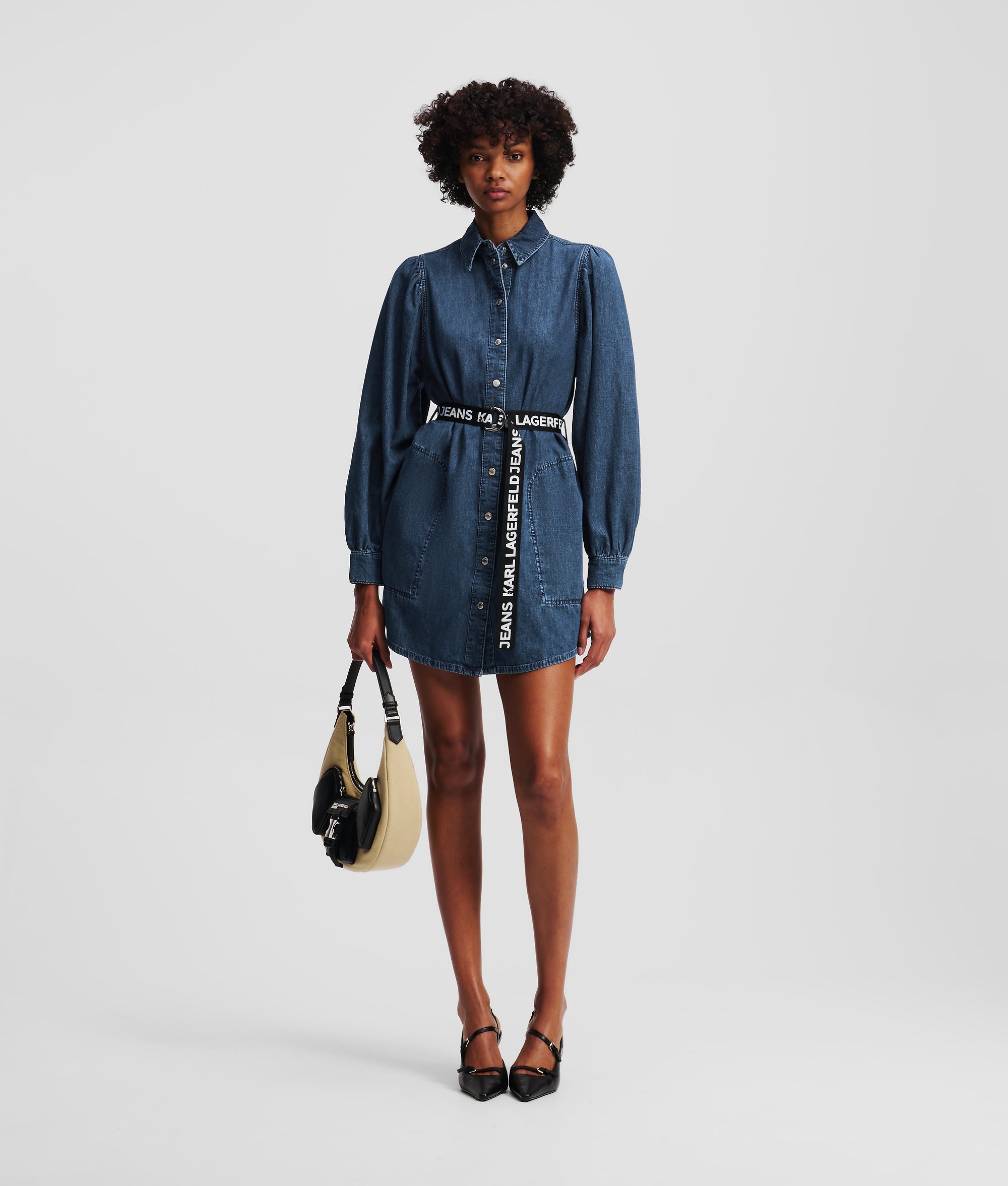 PUFF-SLEEVED DENIM DRESS - Image 4