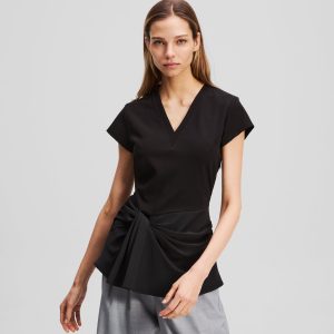 FABRIC MIX V-NECK TOP