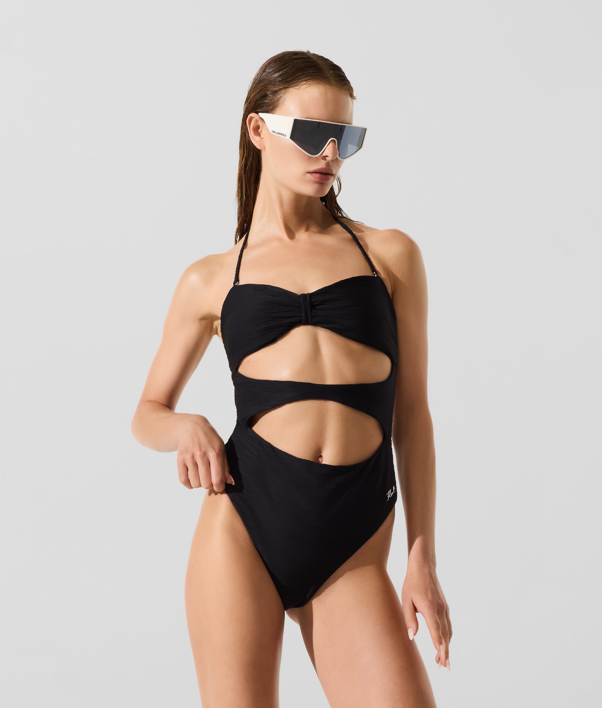 RIBBED BANDEAU SWIMSUIT
