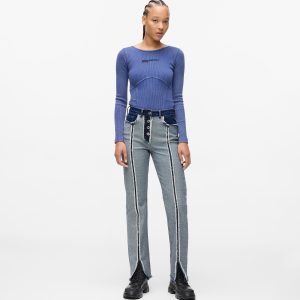 Inside-out straight jeans