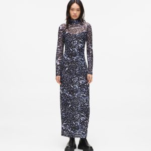 All-over-print mesh dress