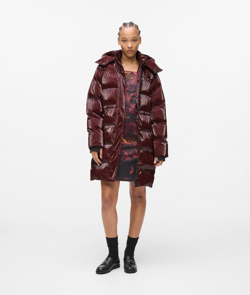 Long pearlised puffer jacket