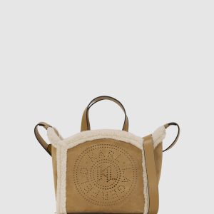 K/Circle small shearling tote bag