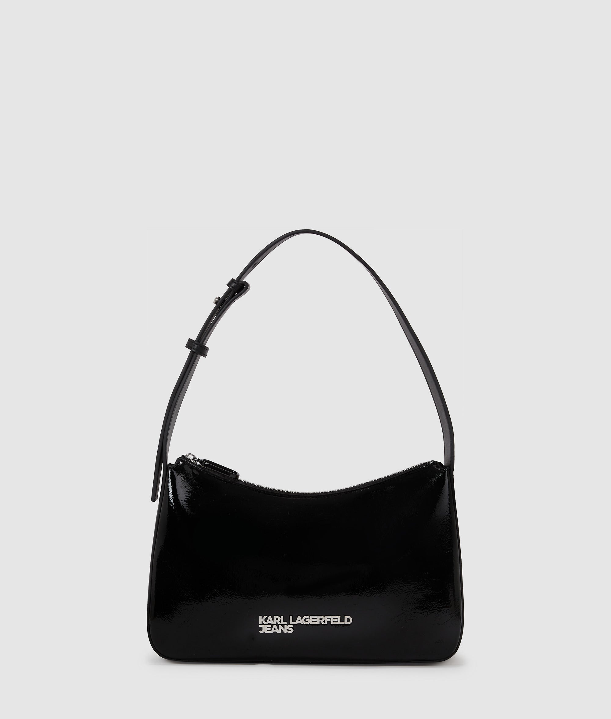 Logo shiny shoulder bag