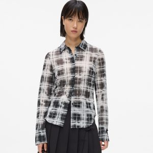 Checked mesh shirt