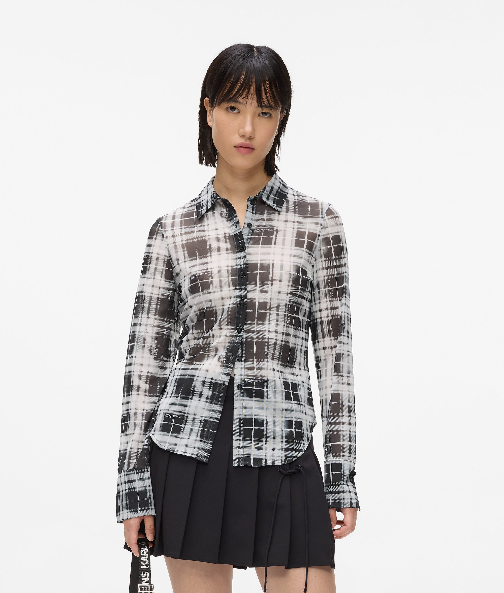 Checked mesh shirt