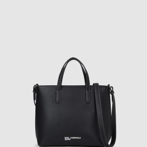 Metal logo mini tote bag