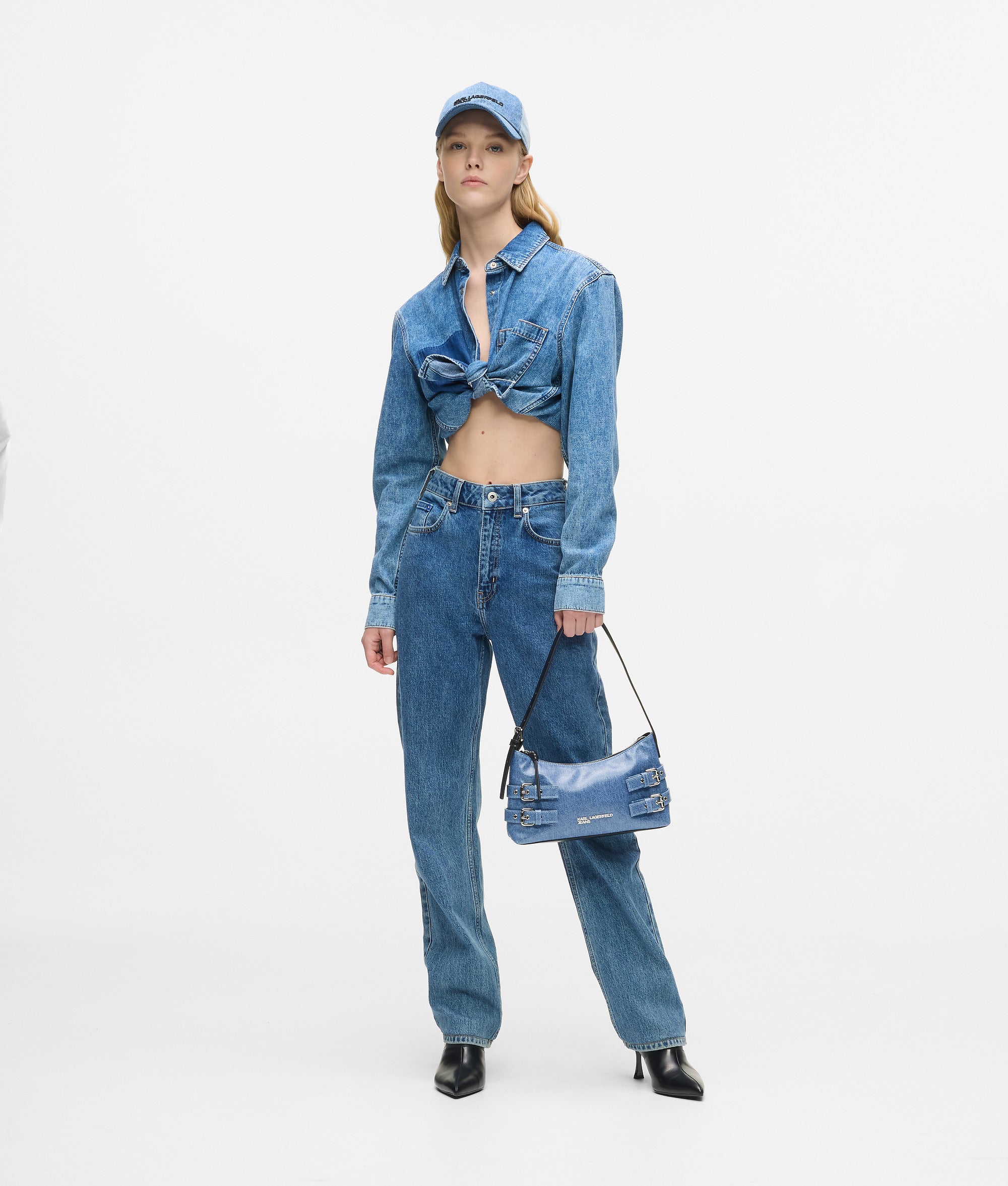 Denim buckle shoulder bag - Image 2